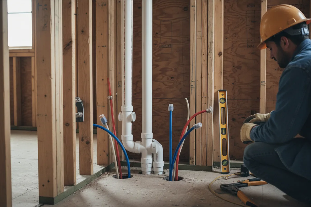 Drain and supply rough-in during Leak Detection in Murray